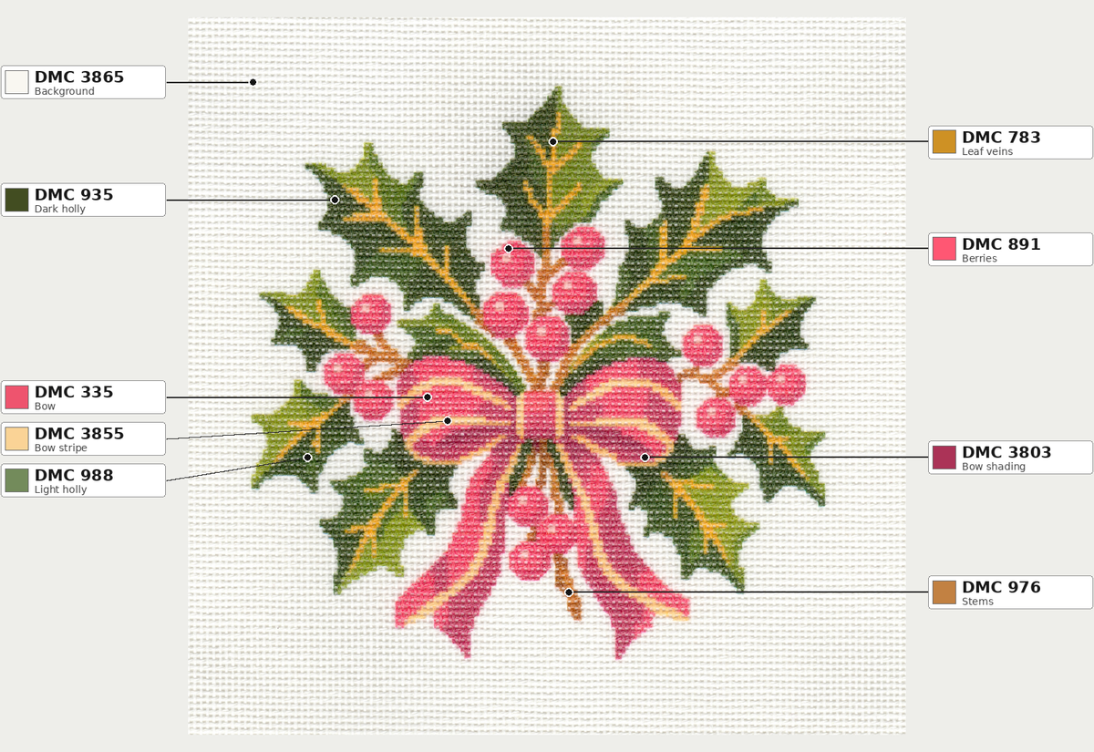 Holly Leaves — 8" x 8"