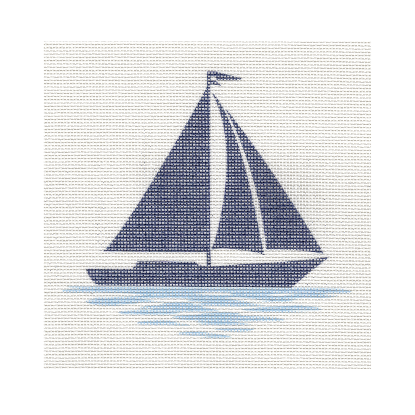 Blue Sailboat Silhouette — 8" x 8" Canvas