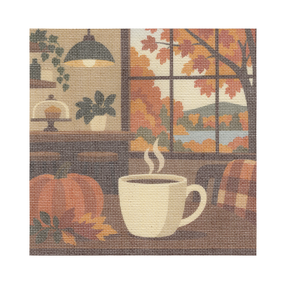 Quaint Coffee Shop in Fall — 12" x 12" Canvas
