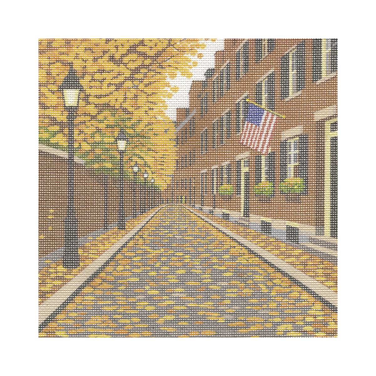 Boston Street in Fall — 12" x 12" Canvas