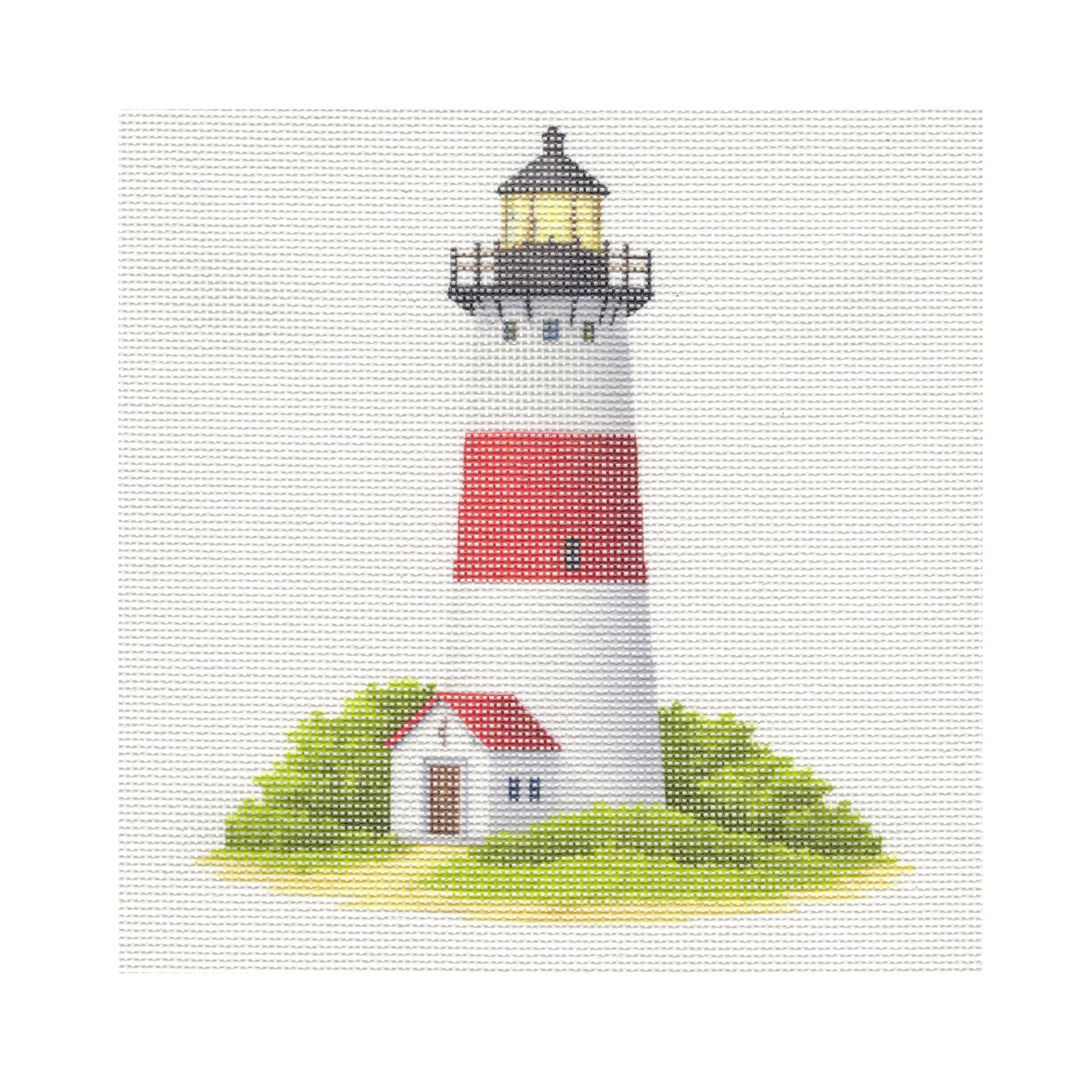 Red and White Lighthouse — 12" x 12" Canvas