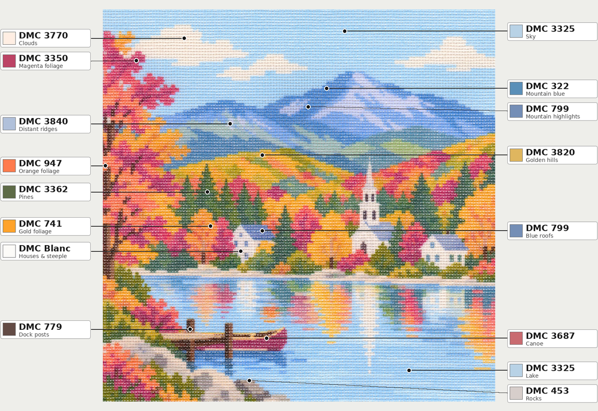 Mountain Town in Autumn — 12" x 12"