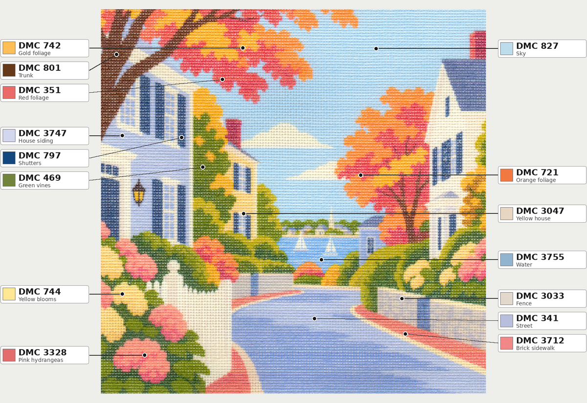 Newport Street in Fall — 12" x 12"