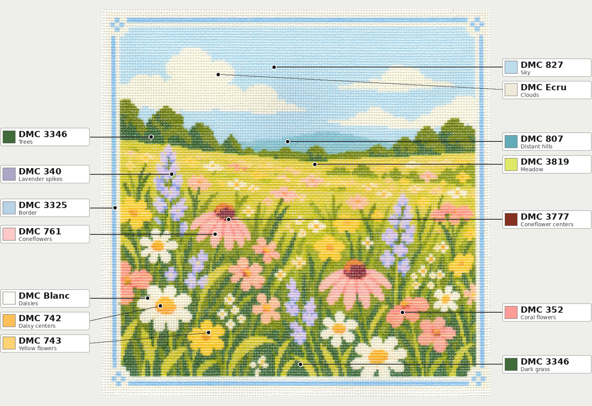 Flowering Meadow — 12" x 12"
