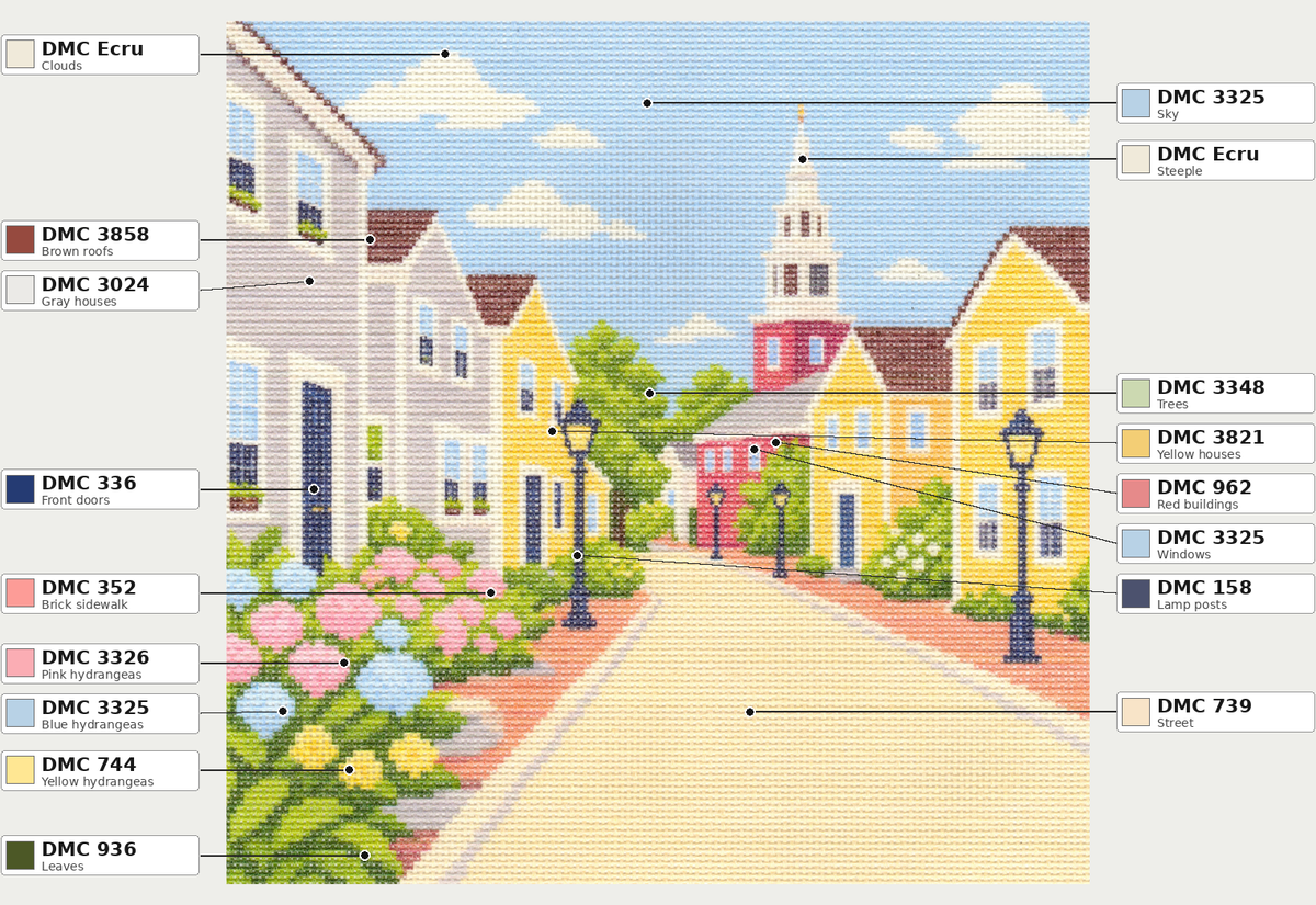 Nantucket Street in Summer — 12" x 12"