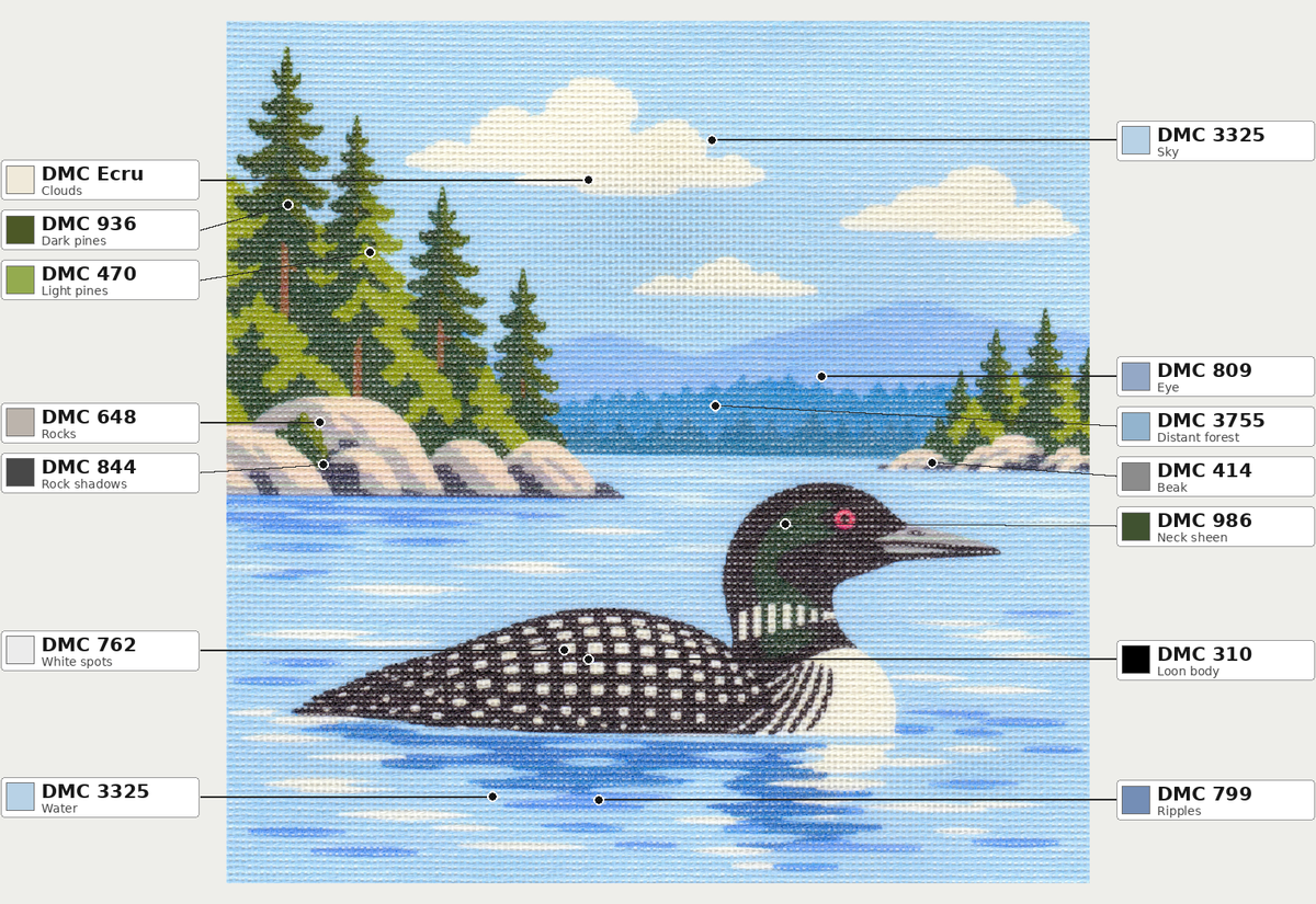 Loon in Lake — 12" x 12"