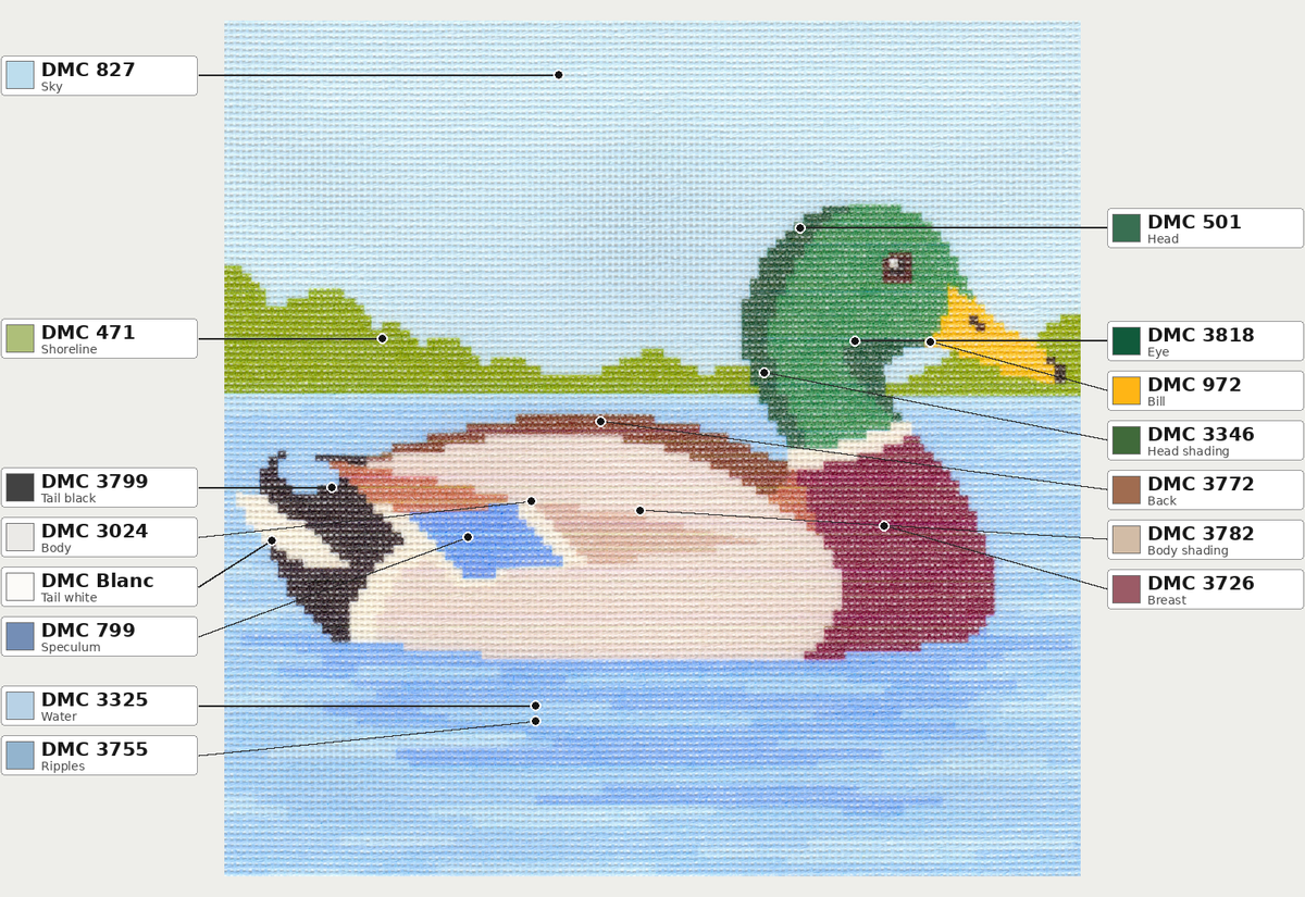 Mallard Duck in Lake — 12" x 12"