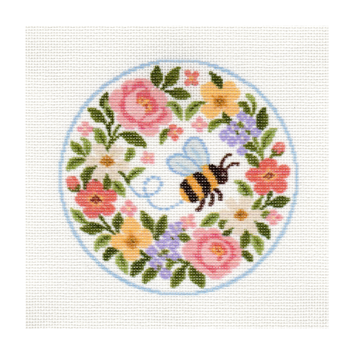 Buzzing Bumble Bee with Flowers — 8" x 8"