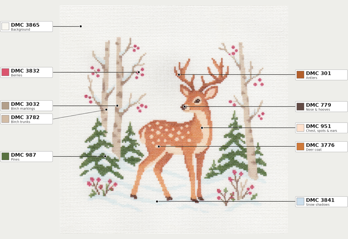 Deer in Winter Woods  — 12" x 12"