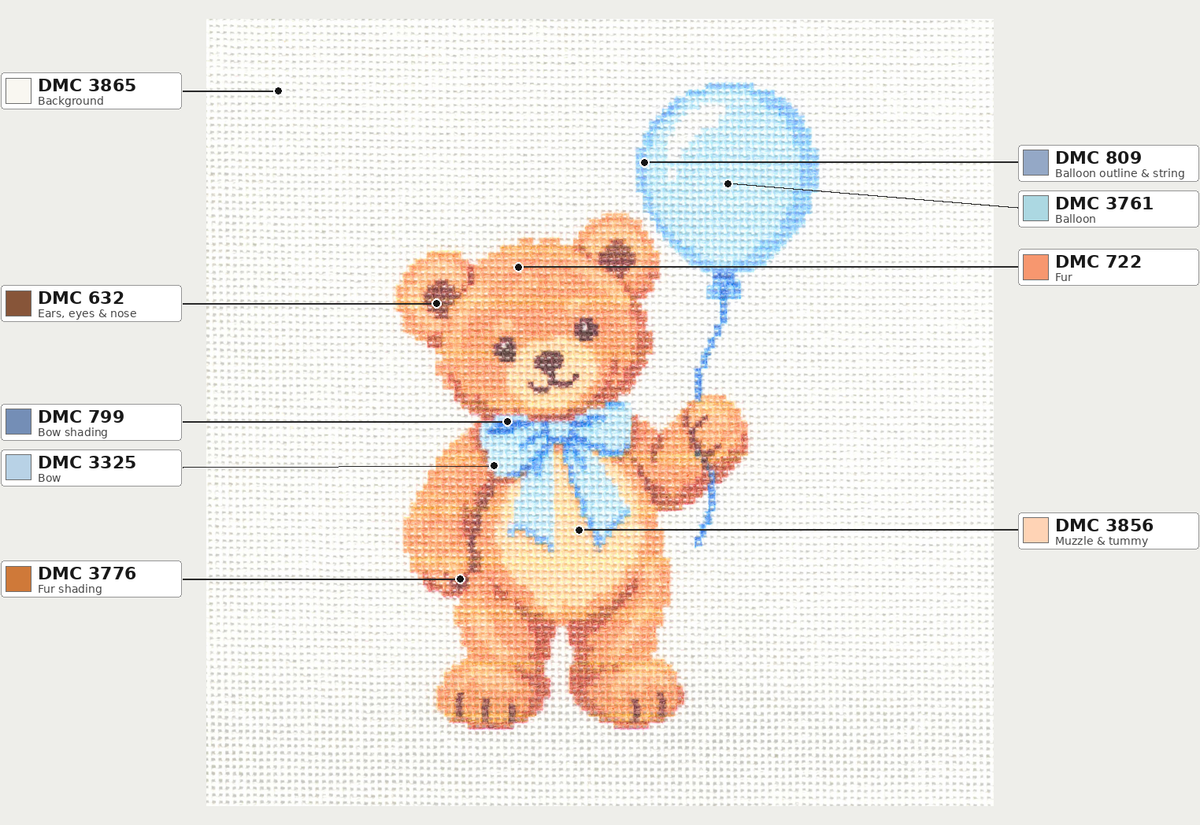 Teddy Bear Holding Balloon — 8" x 8" Canvas
