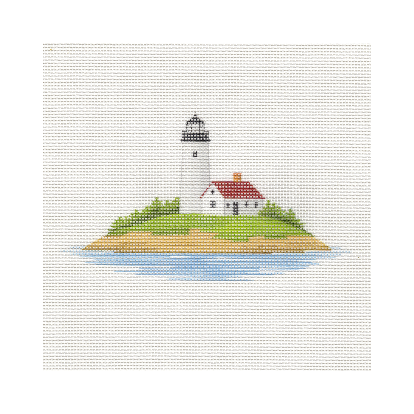 Lighthouse on Island — 8" x 8" Canvas