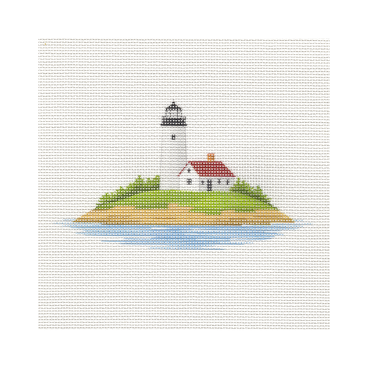 Lighthouse on Island — 8" x 8" Canvas