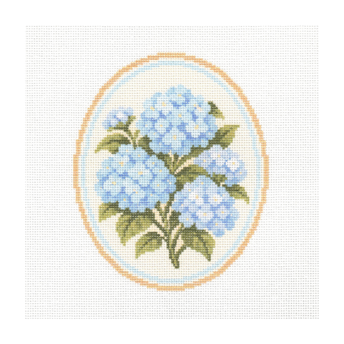 Blue Hydrangeas in Oval Frame — 8" x 8"