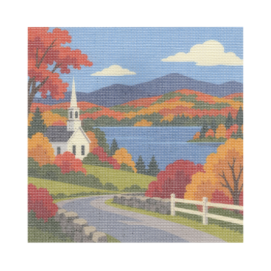 Quaint Road in Fall — 12" x 12" Canvas