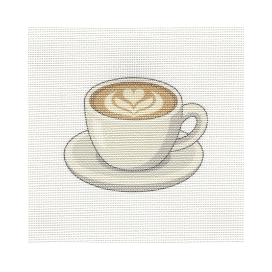 Hot Latte in Cup — 8" x 8" Canvas