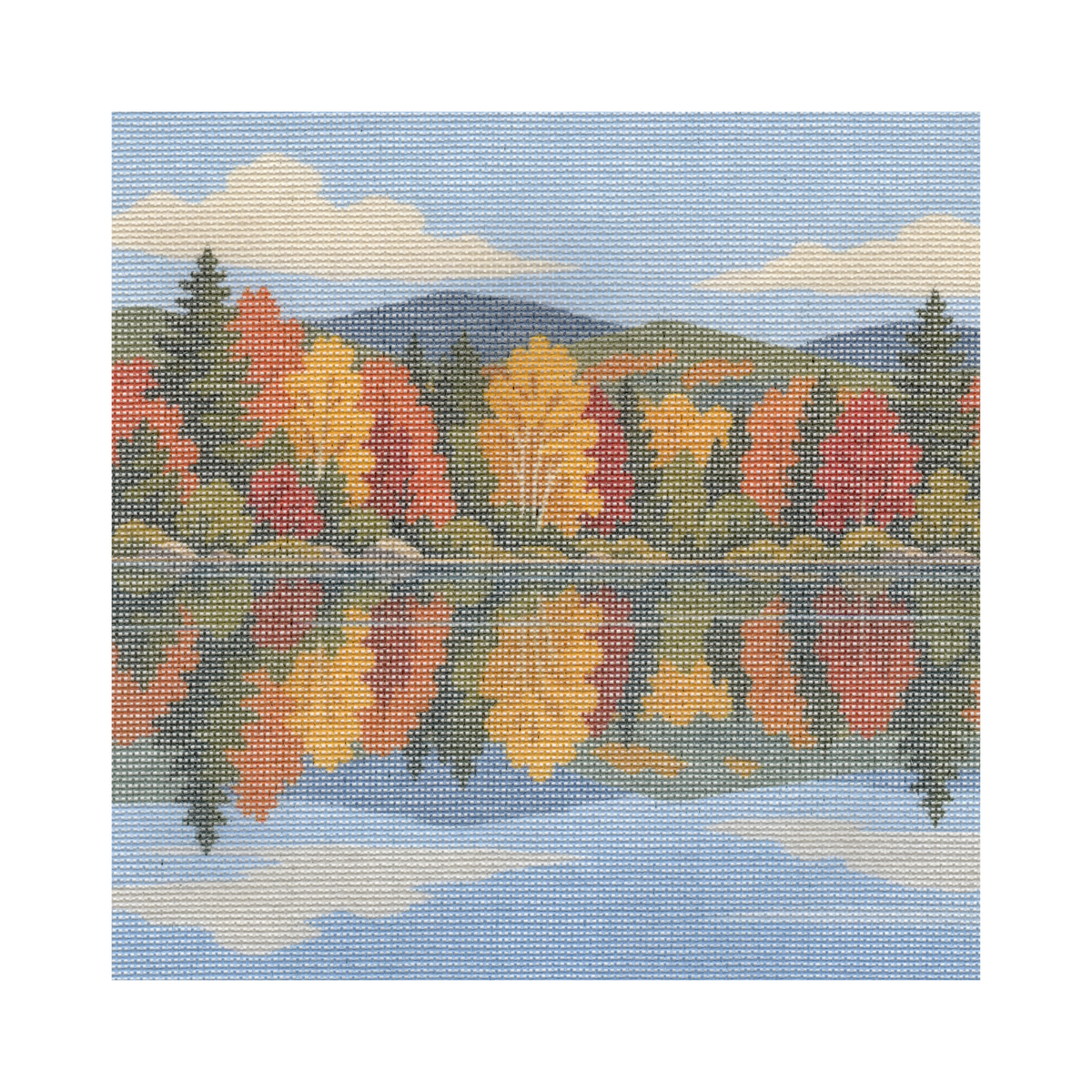 Fall Foliage Reflecting in Lake — 12" x 12" Canvas