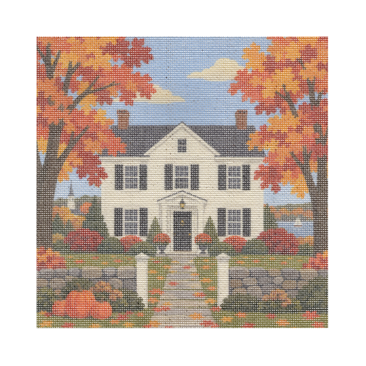 Charming Home with Fall Foliage — 12" x 12" Canvas