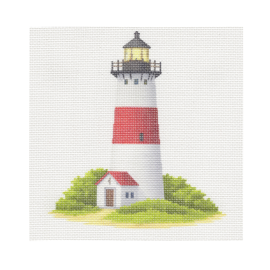 Red and White Lighthouse — 12" x 12" Canvas