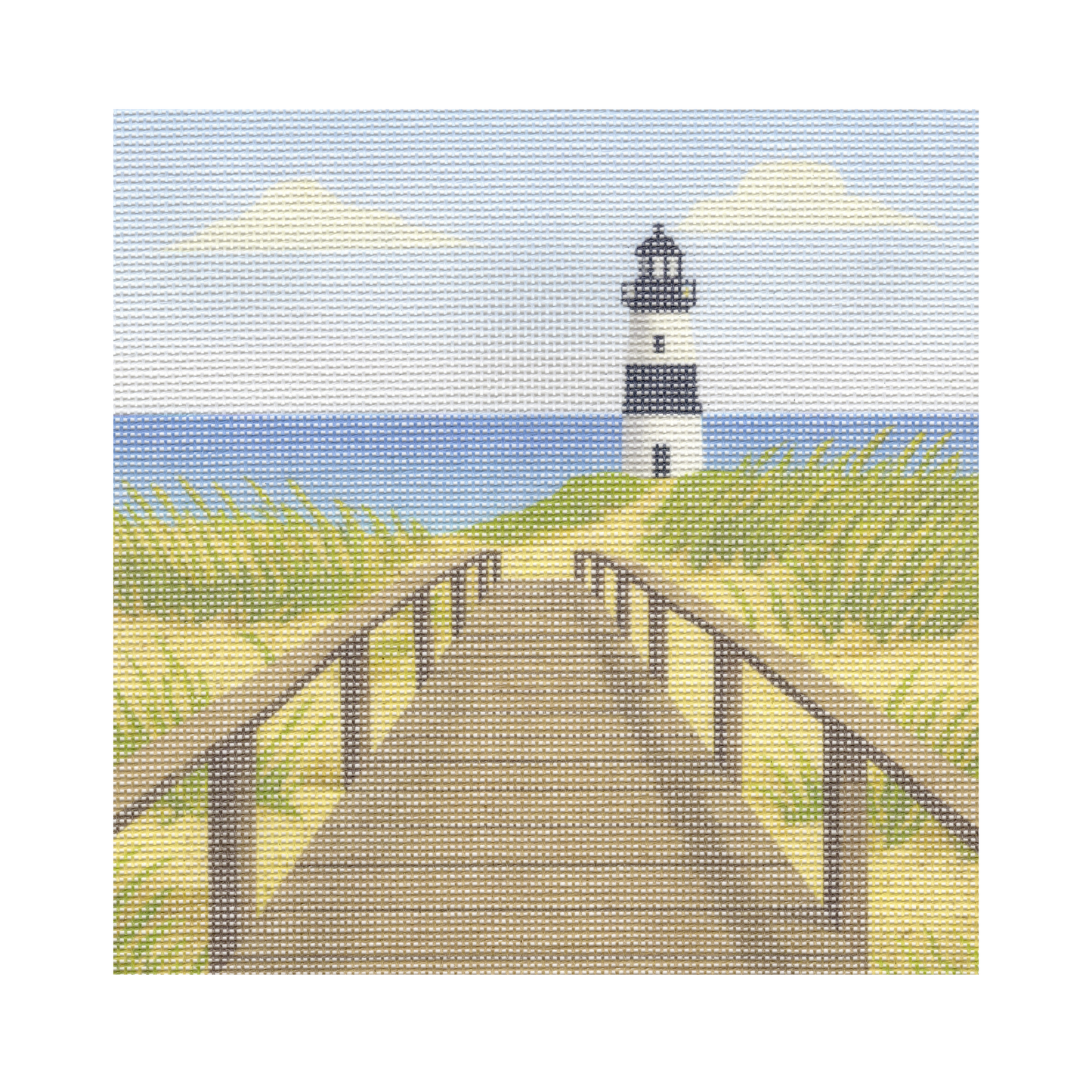 Beach Boardwalk with Lighthouse — 12" x 12" Canvas