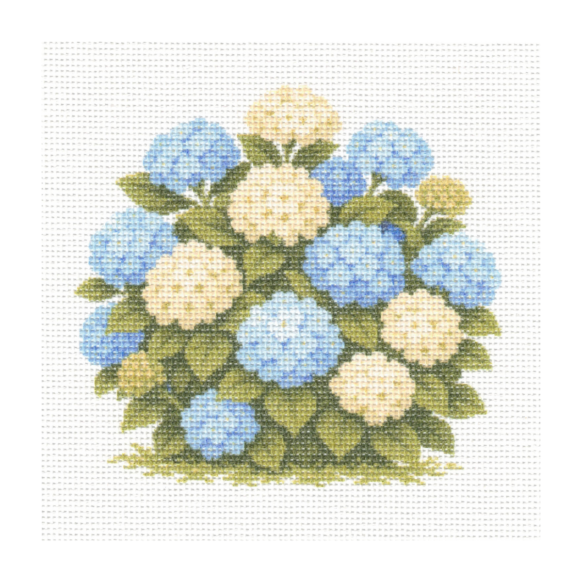 Blue and White Hydrangea Bush — 8" x 8"