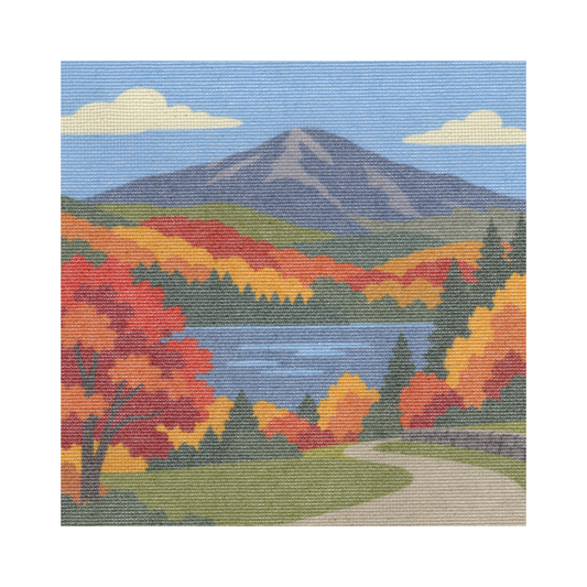 Fall Mountain and Lake — 12" x 12" Canvas