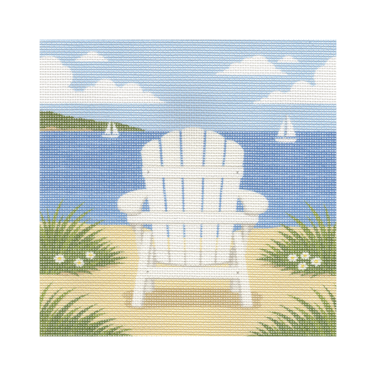 Adirondack Chair by the Water — 12" x 12" Canvas
