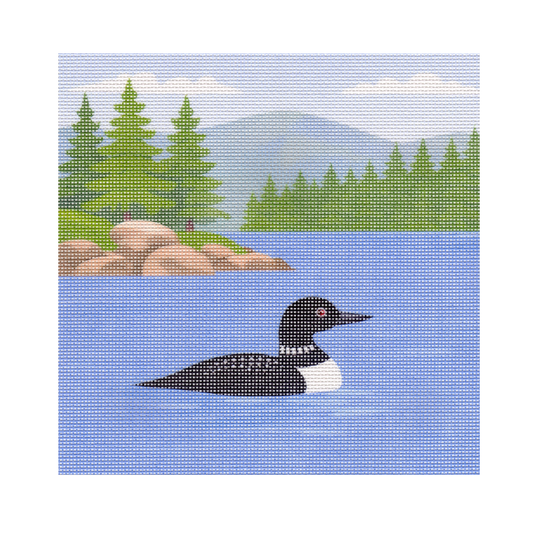 Loon in Lake — 12" x 12" Canvas