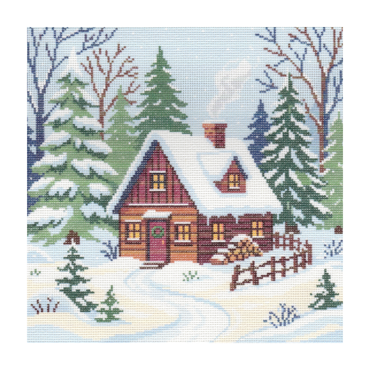 Winter Woodland Cabin — 12" x 12"