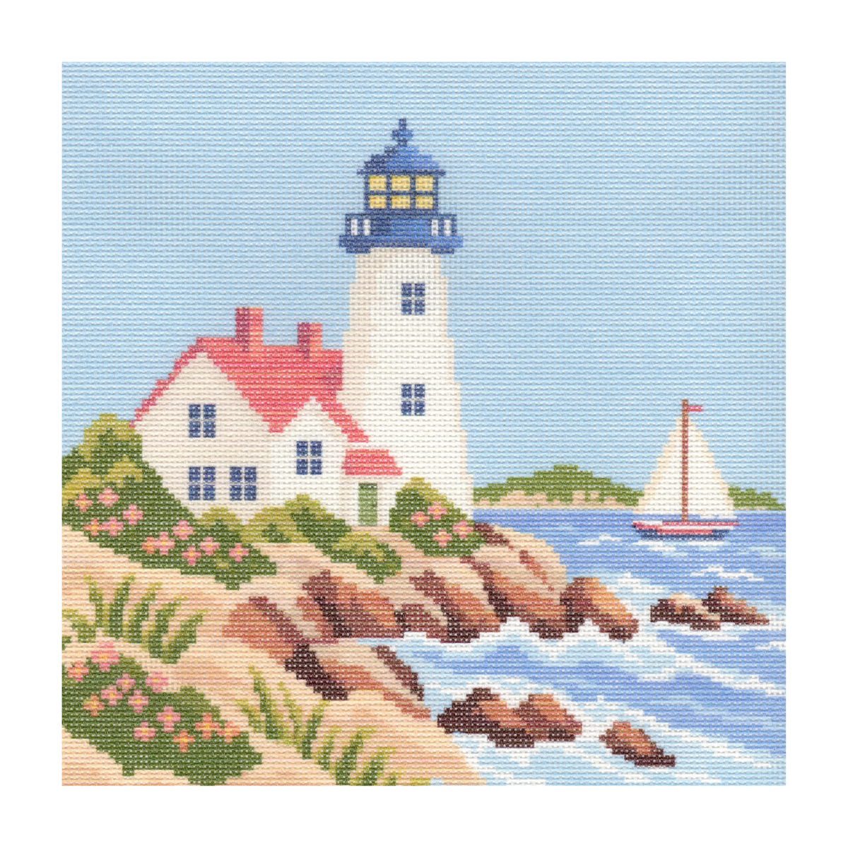 Summer Lighthouse Scene — 12" x 12"