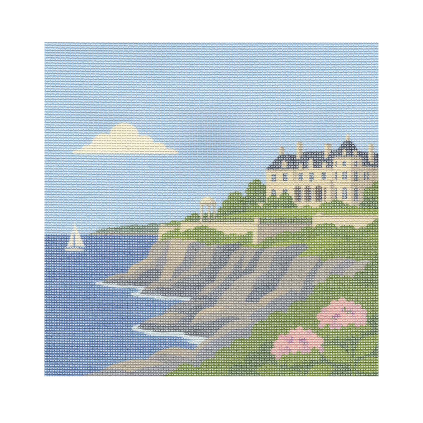 Classic Seaside Mansion — 12" x 12" Canvas
