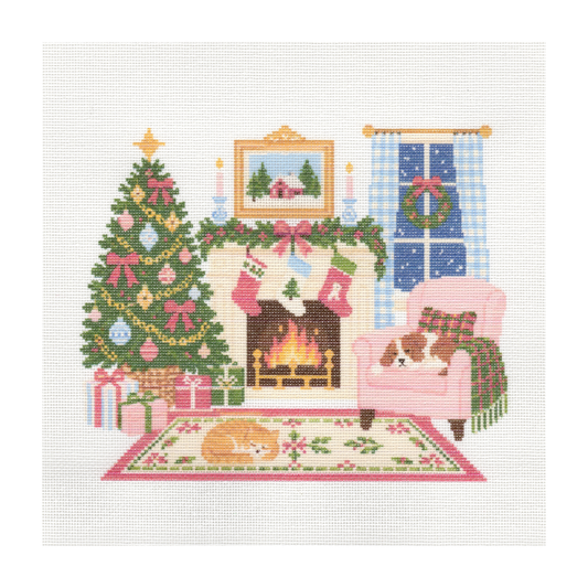 Cozy Christmas Living Room Scene — 12" x 12"