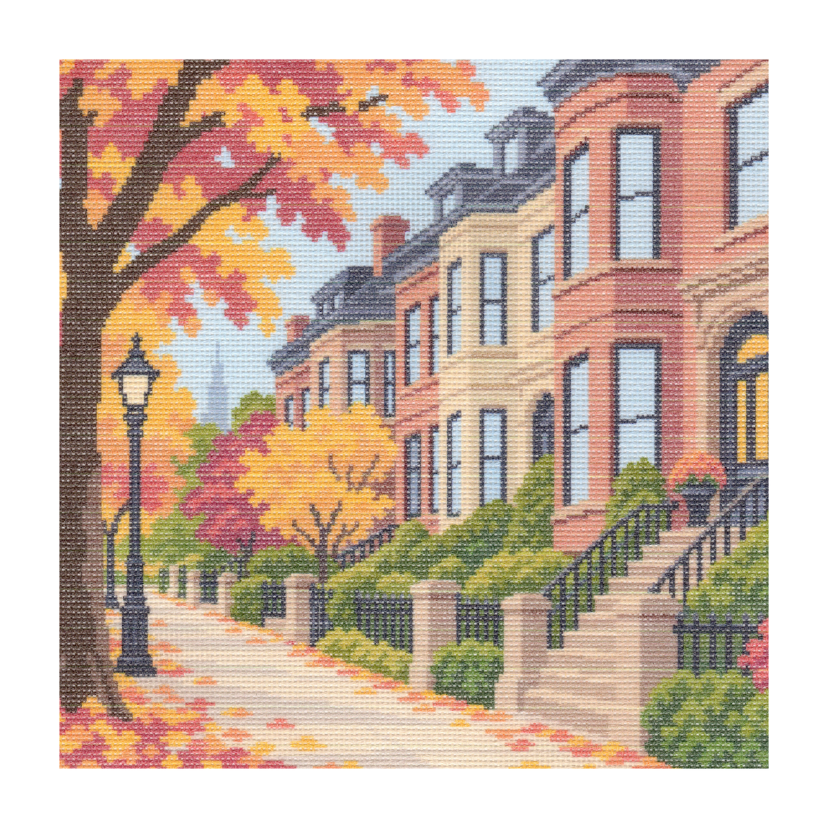 Back Bay Brownstones in Fall — 12" x 12"
