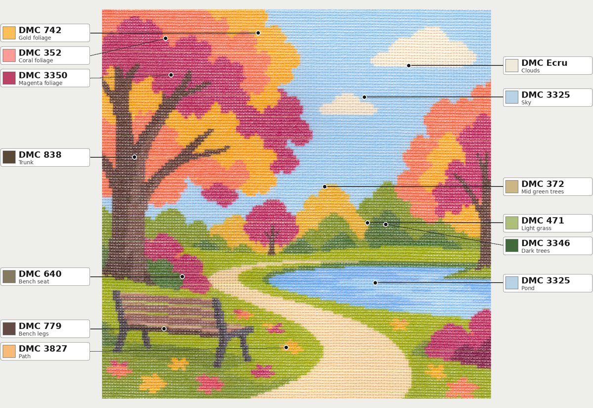 Park in Autumn  — 12" x 12"