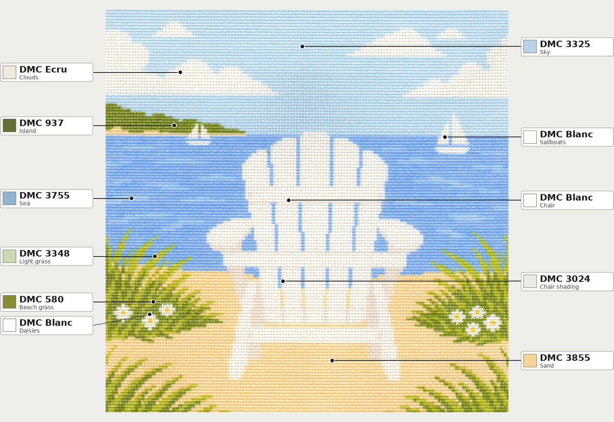 Adirondack Chair Facing Water — 12" x 12"