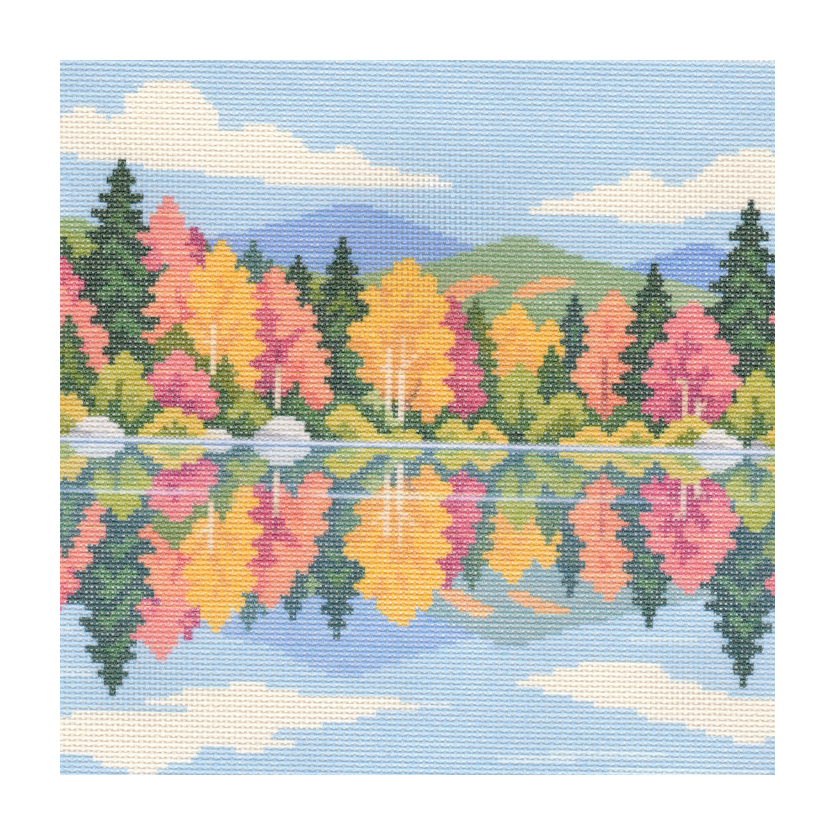 Autumn Trees Reflecting in Lake — 12" x 12"