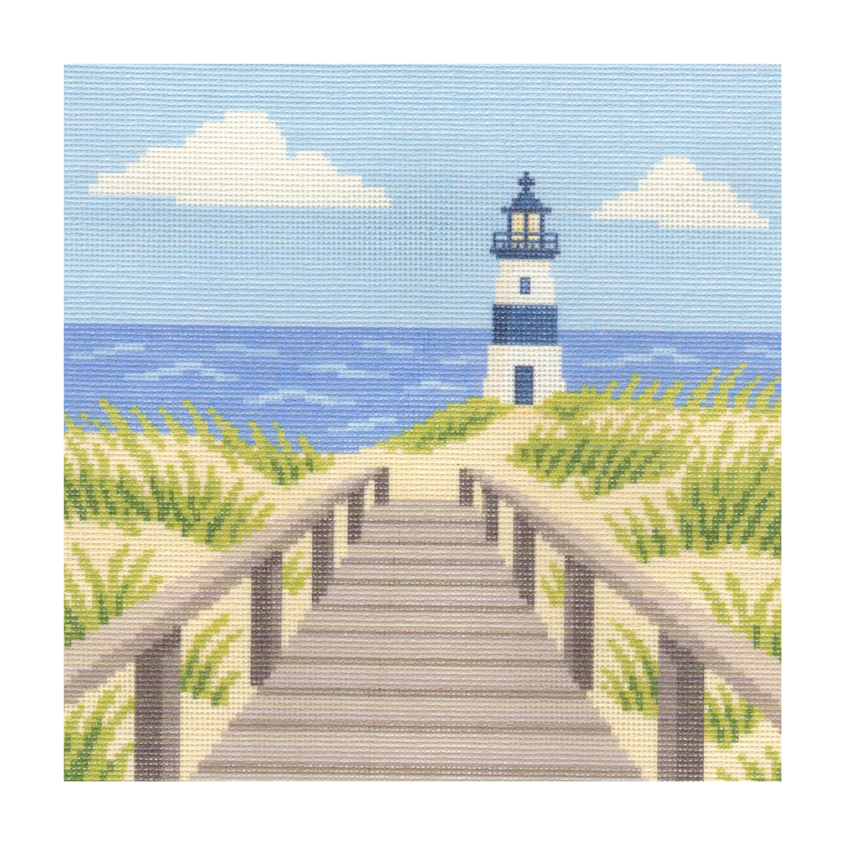 Beach Boardwalk and Lighthouse — 12" x 12"