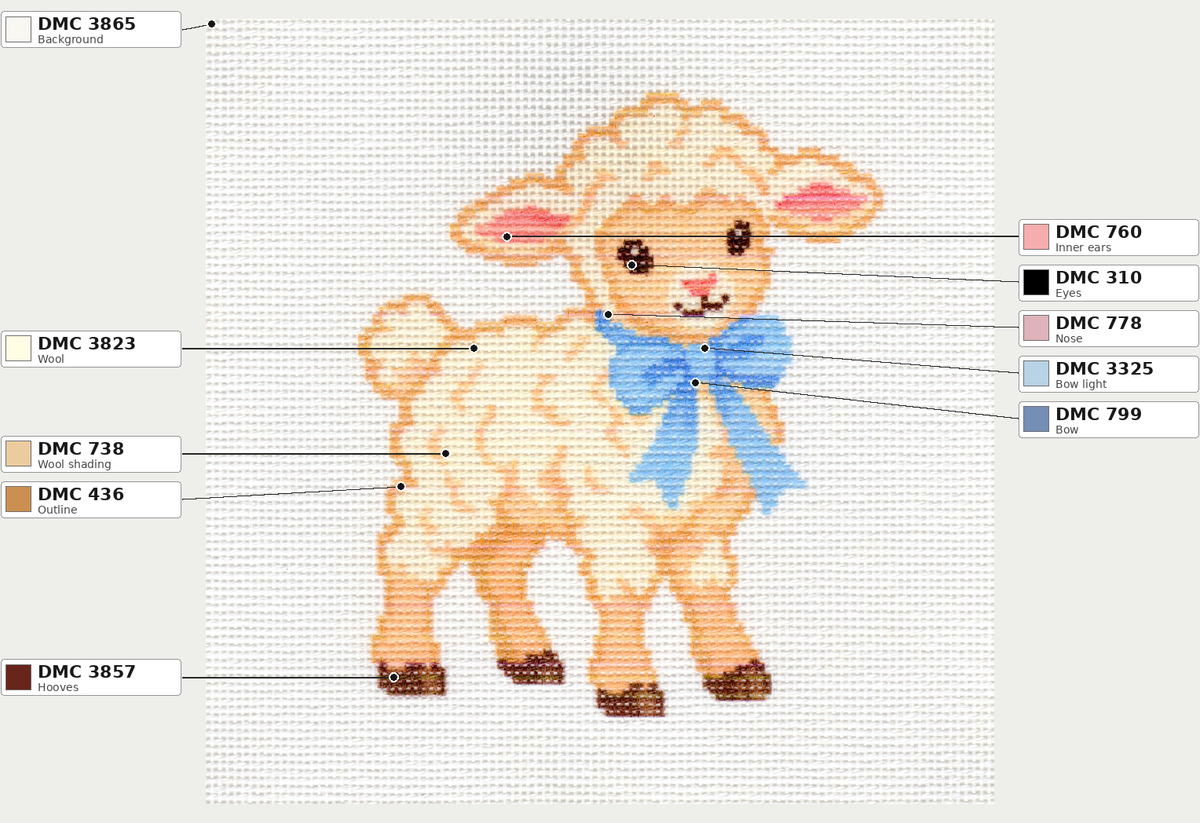 Lamb with Blue Bow — 8" x 8"