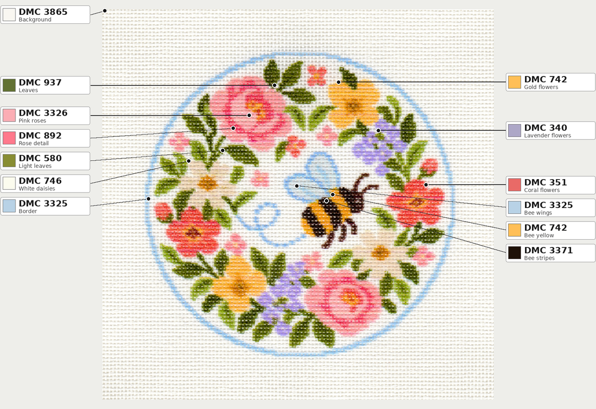 Buzzing Bumble Bee with Flowers — 8" x 8"