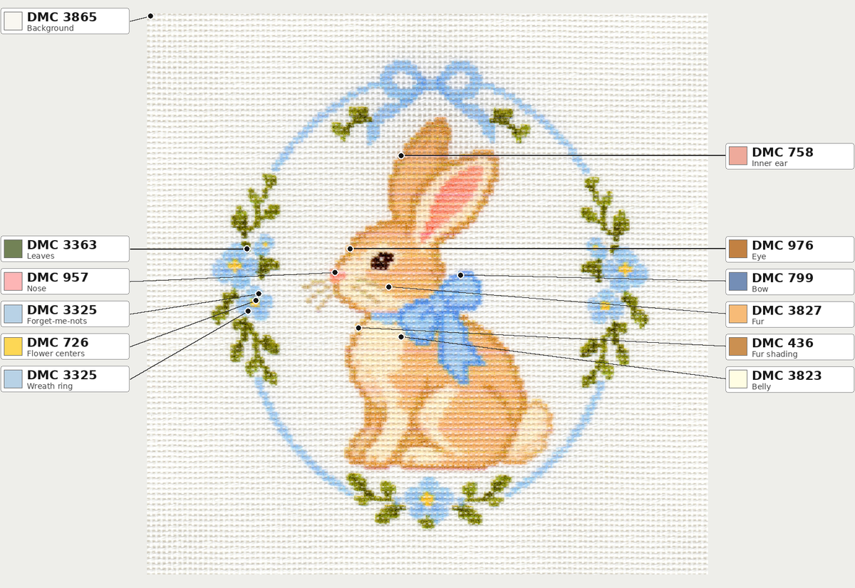 Bunny with Blue Bow — 8" x 8"