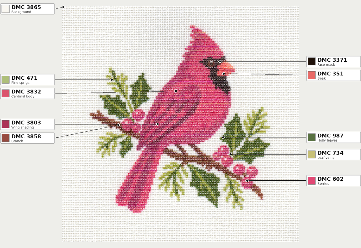 Cardinal  — 8" x 8"