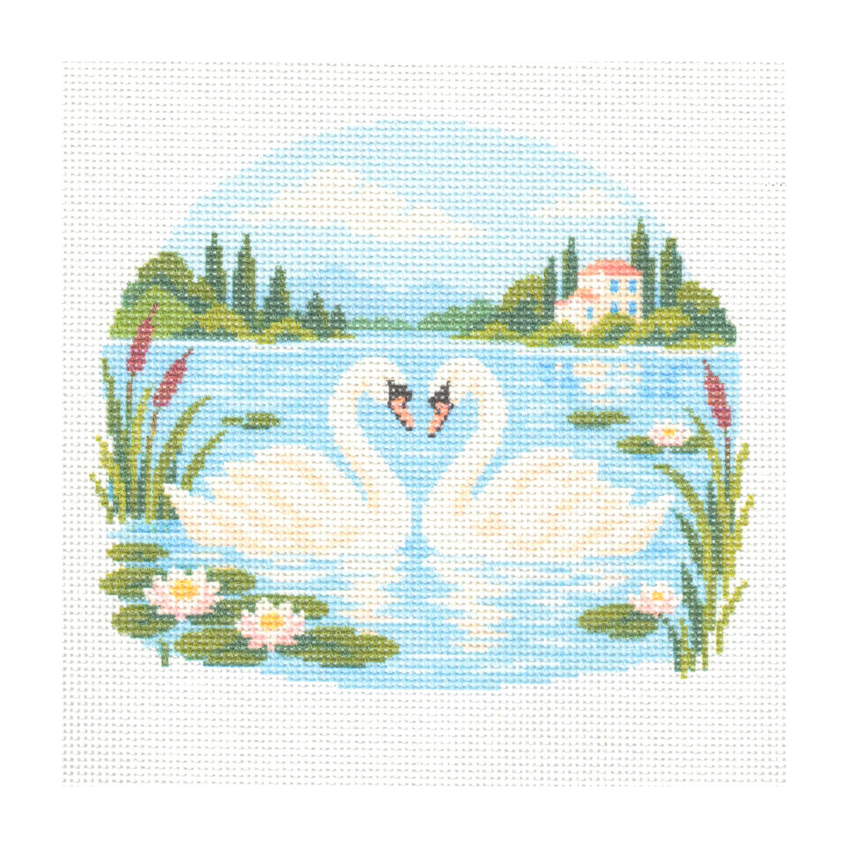 Swans on Lake  — 8" x 8"